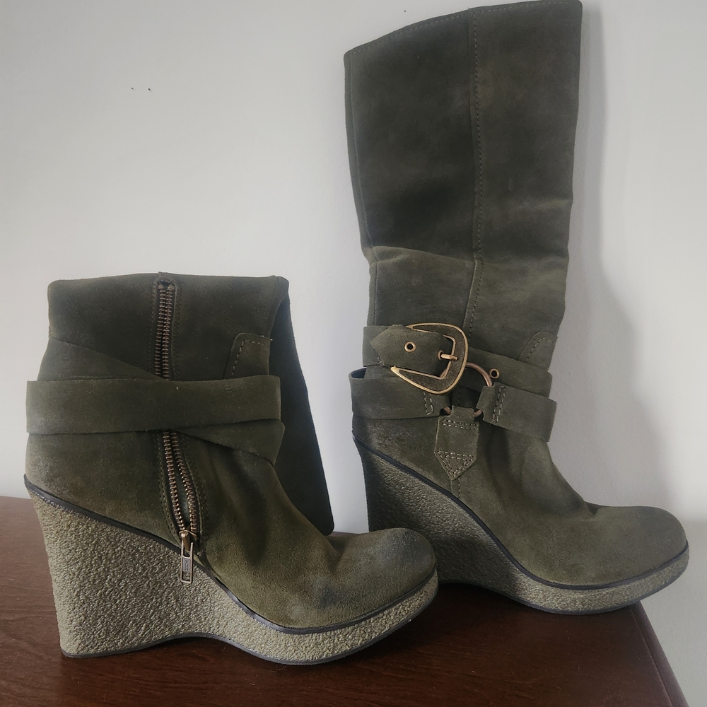 Nine West Olive Wedge Boots